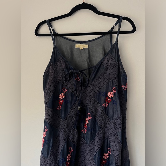 Ruby Yaya Embroidered Spaghetti Strap Tasseled Boho Maxi Dress Size Small - Picture 4 of 12